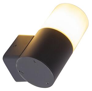 Nowoczesna lampa ścienna zewnętrzna czarna z opalem IP44 - Odense