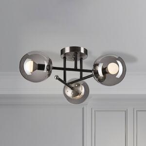 Lampa sufitowa Malena Lamkur, możliwość ściemniania, aluminiowy / szary / cynkowy, salon / jadalnia, szkło