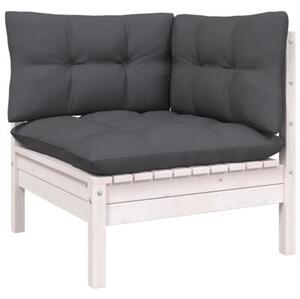 Sofa 3-osobowa ogrodowa z antracytowymi poduszkami, sosnowa