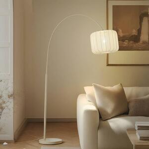 Lampa łukowa - lampa stojąca Helin Lindby, kremowy / amber, salon / jadalnia, tkanina / materiał / jedwab, nowoczesny