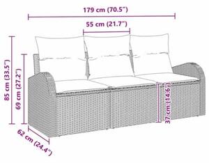 Zestaw sof na ogród szary polirattan