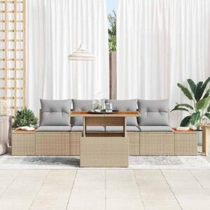 Zestaw do jadalni w ogrodzie z poduszką 5 szt. beżowy i szary