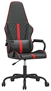 Czarno-czerwony masujący fotel gamingowy - Gandawa 11X