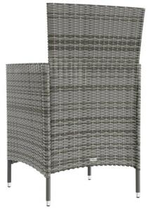 Krzesła ogrodowe z poduszkami, 4 szt., polirattan, szare