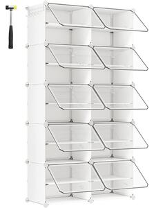 Organizer na buty KIMBERLY, 10 boksów, biały/przezroczysty SongmicsHome