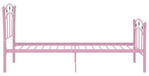 Rama łóżka z motywem piłki nożnej, różowa, metalowa, 90x200 cm