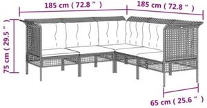 Zestaw Mebli Ogrodowych Komplet Wypoczynkowy Z Poduszkami 6-Częściowy Szary Rattan Na Taras Balkon Ogród