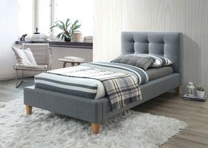 Łóżko tapicerowane TEXAS 90 x 200 cm szare