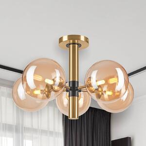 Lamkur Lighting Lampa sufitowa Natalia, 5-punktowa, szkło, złoty