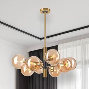 Lamkur Lighting Lampa sufitowa Natalia, 8-punktowa, szkło, złota