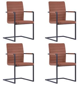 Krzesła stołowe, 4 szt., wspornikowe, brązowe, sztuczna skóra