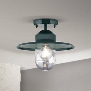 ORION Zewnętrzna lampa sufitowa Edward, zielona, Ø 27,5 cm, aluminium/szkło możliwość ściemniania, zielony, aluminium, antyczny