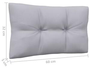 Sofa 3-osobowa ogrodowa z szarymi poduszkami, drewno sosnowe
