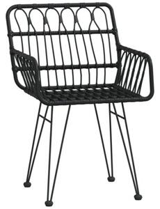 Krzesła ogrodowe, 2 szt., czarne, 56x64x80 cm, rattan pe