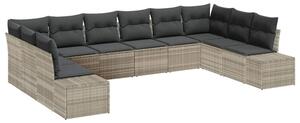 Zestaw Mebli Ogrodowych Komplet Wypoczynkowy Z Poduszkami 10-Częściowy Szary Rattan Na Taras Balkon Ogród