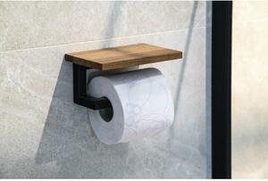 SAPHO Ska421 Ska uchwyt na papier toaletowy z półką 15 x 8 x 10 cm, czarny mat/dąb