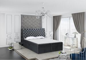 Eleganckie łóżko kontynentalne Malmo pikowane z dwoma pojemnikami 140x200 butelkowa zieleń