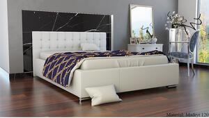 Białe łóżko tapicerowane do sypialni z pojemnikiem na pościel Larisa 180x200