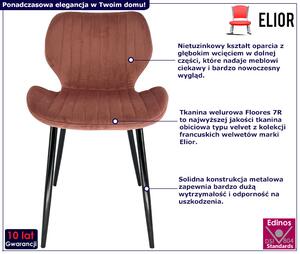 Minimalistyczne różowe krzesło z welurową tapicerką - Oferion 3X