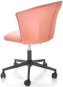 Różowy fotel obrotowy welurowy - Vigi