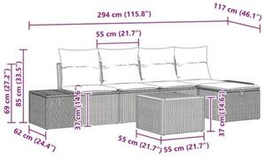 Zestaw Mebli Ogrodowych Komplet Wypoczynkowy Z Poduszkami 6-Częściowy Czarny Rattan Na Taras Balkon Ogród