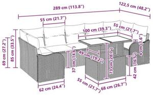Zestaw Mebli Ogrodowych Komplet Wypoczynkowy Z Poduszkami 8-Częściowy Czarny Rattan Na Taras Balkon Ogród