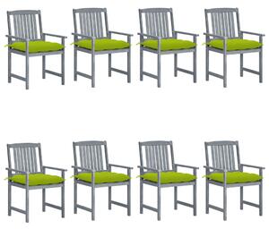 Krzesła ogrodowe, poduszki, 8 szt., lite drewno akacjowe, szare