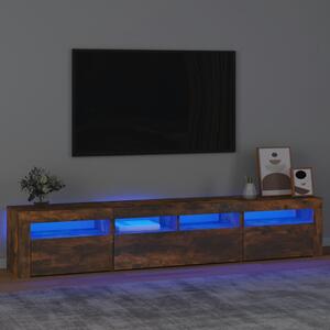 Szafka pod TV z oświetleniem LED, przydymiony dąb, 210x35x40 cm