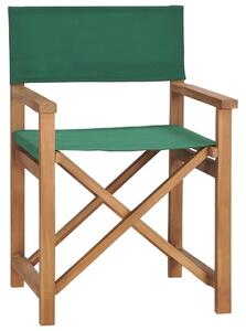 Składane krzesła reżyserskie, 2 szt., zielone, drewno tekowe