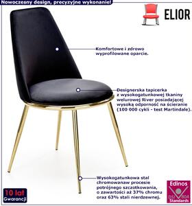 Czarne welurowe krzesło w stylu glamour- Gasso