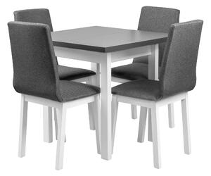 Niewielki Stół z 4 krzesłami biały/grafit do kuchni jadalni L002