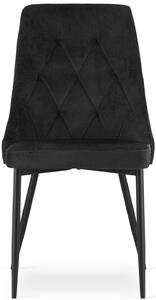 Czarne welurowe krzesło metalowe do stołu - Imre 3X