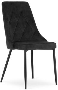 Czarne welurowe krzesło metalowe do stołu - Imre 3X