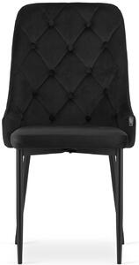 Czarne pikowane welurowe krzesło do stołu - Hamza 3X