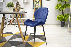 Niebieskie welurowe krzesło do stołu - Edi 3X