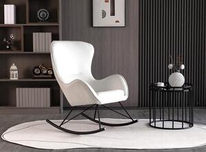 Biały fotel bujany z tkaniny boucle - Netrix 4X