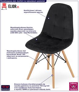 Czarne aksamitne krzesło skandynawskie - Zipro 3X