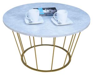 Okrągły stolik kawowy ze złotym stelażem beton - Savik 3X