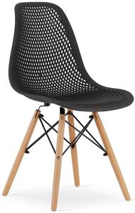 Czarne skandynawskie ażurowe krzesło - Lokus 3X