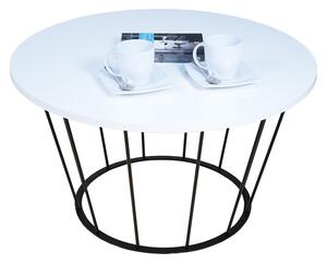 Okrągły stolik kawowy z metalowym stelażem biały - Savik 4X