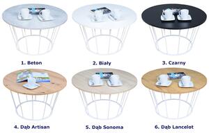 Okrągły stolik kawowy z białym stelażem beton - Savik 5X