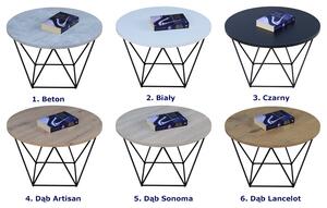 Okrągły stolik kawowy z geometrycznym stelażem beton - Boreko 4X