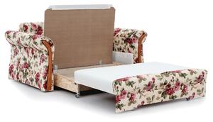 Rozkładana sofa dwuosobowa Milen - wzór Coral 82 / drewno olcha