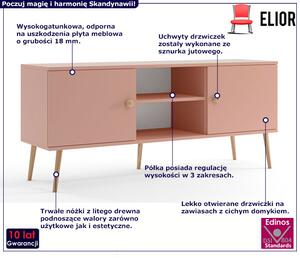 Różowa skandynawska szafka pod telewizor - Tida 6X