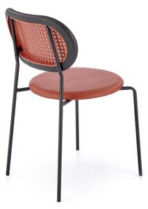 Bordowe tapicerowane krzesło z rattanem - Omix