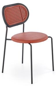 Bordowe tapicerowane krzesło z rattanem - Omix