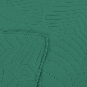 Zielona narzuta z wzorem LEAVES Rozmiar: 220 x 240 cm