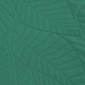 Zielona narzuta z wzorem LEAVES Rozmiar: 170 x 210 cm