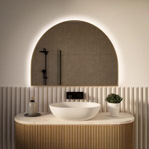 Lustro Semi Round LED w Rama Złotej 80 x 40 cm Neutralna