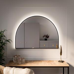 Lustro Semi Round LED w Ramie Czarnej 80 x 40 cm Neutralna